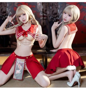 FEE ET MOI - Lucky Koi Schoolgirl Uniform Set (Red - White)